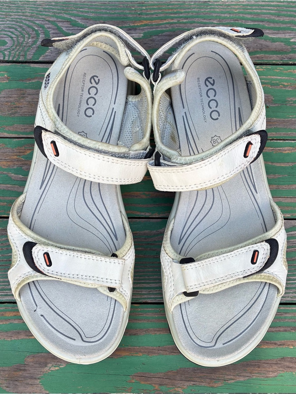 ECCO Offroad Lite Womens Sandal Sz 7 EU 38 Hiking Walking Outdoor White